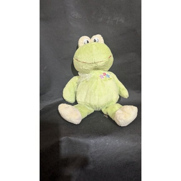 KellyToy Stuffed Frog Plush Toy With Embroidered Flowers - Picture 8 of 8